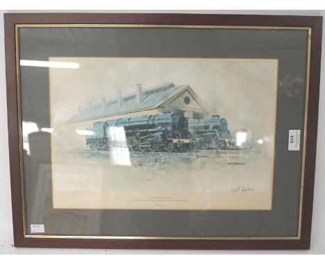 A David Shepherd signed print, 'The East Somerset Railways, Black Prince and The Green Knight, Cranmore', 57cm x 43cm (incl. 