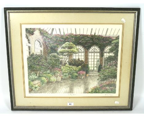 An Arthur Byrne limited edition print, 'Wintergarden 3', no.52/200, signed in pencil, 58cm x 44cm, framed and glazed