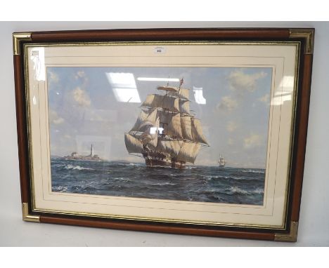 A Roy Scott coloured print, schooners under sail, framed and glazed, 100cm x 80cm (incl. frame)