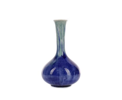 EARLY 20TH CENTURY BOUGH POTTERY VASE BY RICHARD ARMOUR, of ovoid form with elongated neck, mottled light to dark blue ground