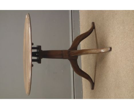 George III mahogany tripod table, bird cage action tilt top, gun barrel pedestal, splayed supports, D71cm, H68cm Condition Re