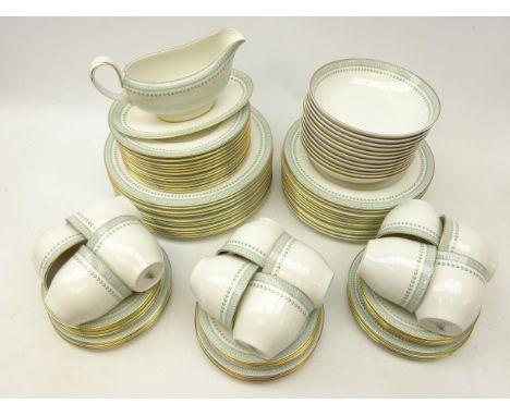 Royal Doulton 'Berkshire' pattern tea and dinnerware for twelve persons comprising; dinner, starter and side plates, tea plat