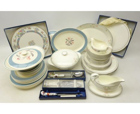 Royal Doulton dinnerware for six persons decorated with 'Twilight Rose' pattern, part Susie Cooper 'Pink Campion' dinnerware 