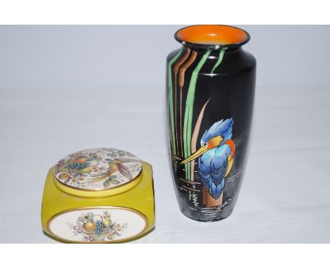 Shelley 1925-1945 4656 vase together with a Carlton ware lidded pot 