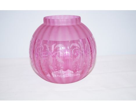 Cranberry glass oil lamp shade