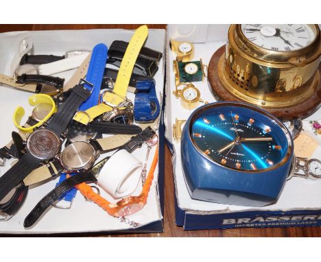 Large collection of wristwatches, ships clock &amp; others 