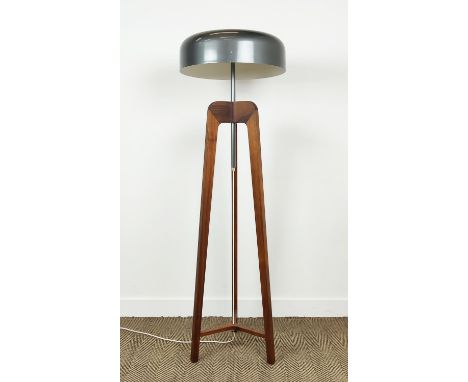 PORADA PILEO FLOOR LAMP, walnut tripod base with metal shade, 158cm H x 43cm W.