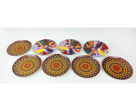 DAMIEN HIRST, British b.1965, ceramic plates, eight, three 'beautiful amore' and five 'butterflies' plates produced by Damien