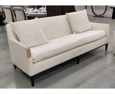 SOFA, white herringbone fabric upholstered, 220cm W approx.