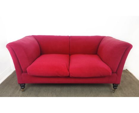 GEORGE SMITH SOFA, with red upholstery, 92cm H x 199cm W x 93cm D.