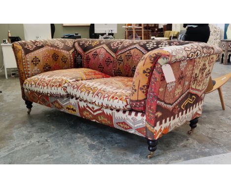 GEORGE SMITH SOFA, with kilim upholstery, 93cm H x 230cm W x 95cm D.