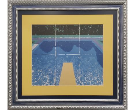 AFTER DAVID HOCKNEY (British b.1937), 'Day Pool with Three Blues (Paper Pool 7)', gicleé, 115cm x 125cm overall, framed.