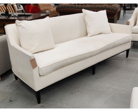 SOFA, white herringbone fabric upholstered, 220cm W approx.