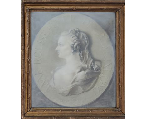 19TH CENTURY FRENCH SCHOOL, 'Portrait of Anne Rousseau de Monlong (1723-1751), grisaille pastel on paper, 66cm x 53cm, framed
