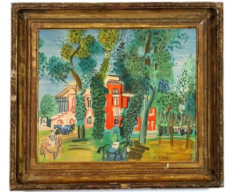 RAOUL DUFY, Deauville France, lithograph printed by Mourlot in 1960, signed in the plate, 72cm x 60cm, large French gilt fram