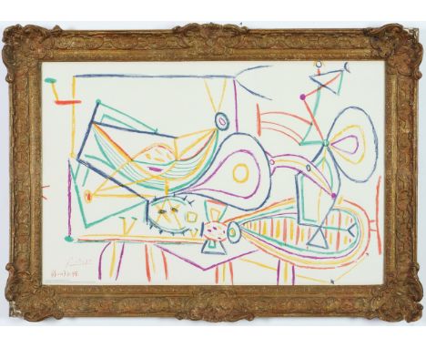 PABLO PICASSO, abstract composition, original lithograph, the school prints, printed by W.S Cowell Ltd 1940s, 49.5cm x 76cm. 