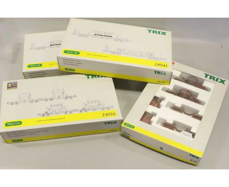 Trix HO Gauge Four Wagon Packs 2x24041 Telegraph Transport Set and 24016 and 23933 Slag and Transfer Ladle Car set (all E box