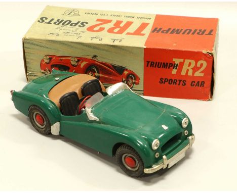 Victory Models 1:18 Scale Triumph TR2 green (G, hubs and steering wheel painted red, box G-F, some graffiti)