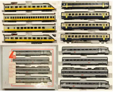 Lima HO Gauge Two Train Packs Lufthansa Airport Express four car set and SBB CFF FFS Euro City four car set; together with a 