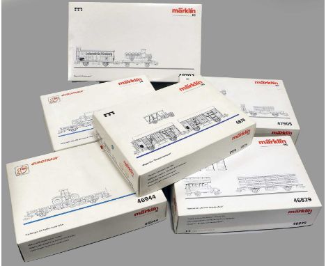 Marklin HO Gauge Wagon Sets 48792 Beer transport, 46829 Berlin commuter service, 4876 Banana transport, 46944 Flatcar with Fe