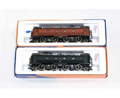 Roco HO Gauge Two Be 4/6 Pantograph Locomotives 04191A 12323 green and 04191B 12320 brown (both E boxes G) (2)