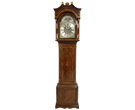 John Smith of Chester - late 18th century mahogany 8-day longcase, brass moon roller dial and three-train movement, with a sw