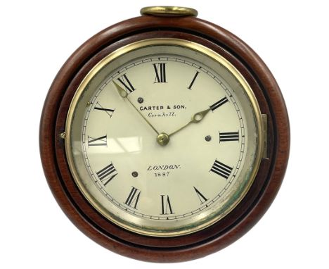 Carter & Son, Cornhill, London - mid 19th century carriage clock with pierced brass hands and a 5” painted dial dated 1887, w
