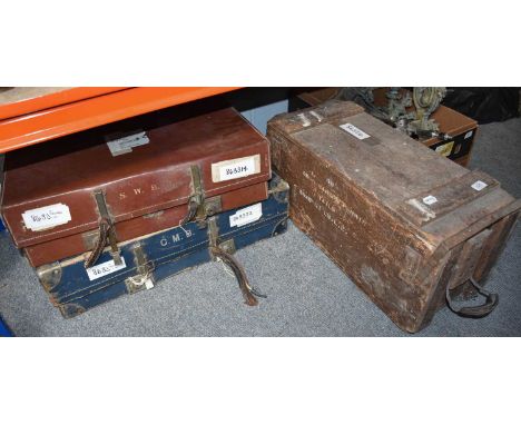 Ammunition Case, military camp bed and two suitcases