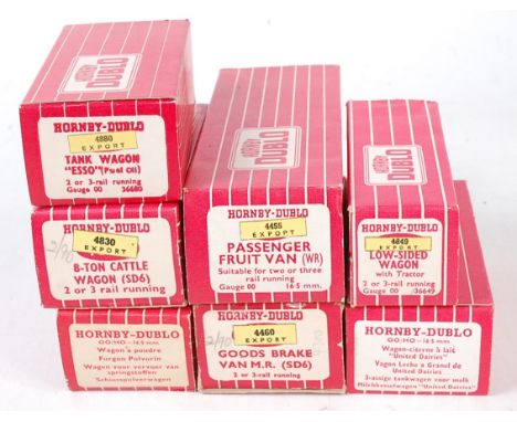 7 H-Dublo wagons all 'export' all (BVG-M), 4460 goods brake MR(E), 4463 gunpowder (E), UD milk tank high/low supports (M), 44