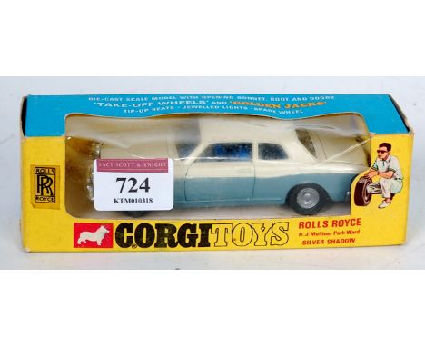 Corgi Toys No. 273 Rolls Royce HJ Mulliner, Park Ward Silver Shadow, cream and blue two-tone body with spun hubs and blue int