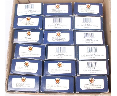 18 various boxed Bachmann 00 gauge wagons and rolling stock, to include mainly Bolster amd Well Wagons, examples include No.3