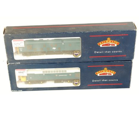 Two Bachmann BoBo diesel locos - 32-428 class 24 5087 BR blue and 32-402Z  class 25/3 Tamworth Castle, both (E near M) (BE)