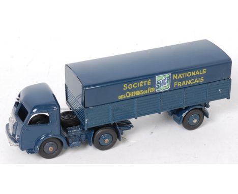 French Dinky toys articulated lorry with tilt covered trailer 'Societe Nationale des Chemins de fer Francis' on each side of 