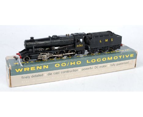 Wrenn Railways LMS No. 8042 black 2-8-0 engine and tender, some weathering and detail added, in wrong box (FG-BP)