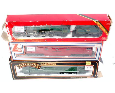 Three locos, Mainline D49 lCo-Co-l diesel (E)(BP), Lima Class 52 Western Gladiator (E)(BVG), Hornby Britannia 70000 (E)(BP)