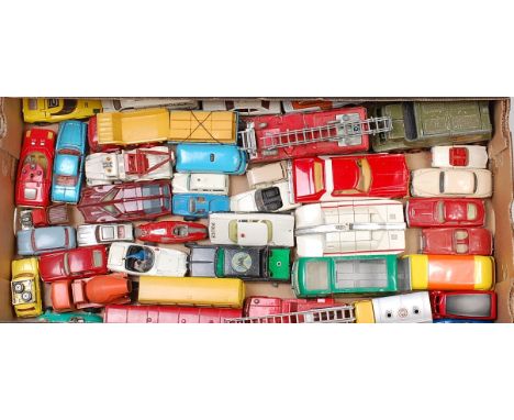 A large quantity of mixed playworn and repainted Corgi, Dinky, Matchbox and other diecast vehicles to include a Corgi Toys Au