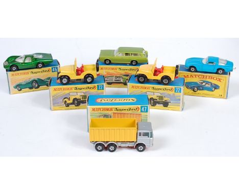 Six various boxed Matchbox Superfast and 1/75 series diecast vehicles, some boxes with damage to include No. 73 Mercury Commu