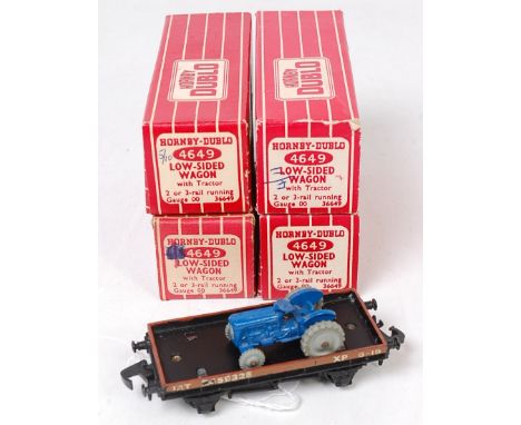Four H-Dublo 4649 low sided wagons with tractor (E near M)(BE)