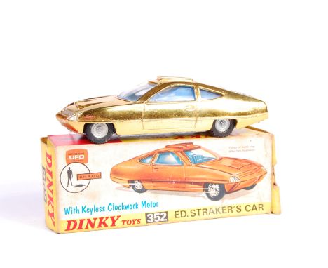 Dinky toys No. 352 Ed Straker's car, gold plated body with silver detailing, blue interior, cast hubs, in the original all-ca