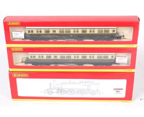 Hornby GWR Boxed Locomotive and Coach Group, 3 examples, to include R2098A GWR 2-6-2T 61XX Class Locomotive No.6147, R4025A G