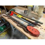 Ridgid Chain Wrench, Ridgid Pipe Threading Handle, & & (3) Conduit Benders