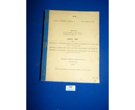 Tractor Parts List 1956