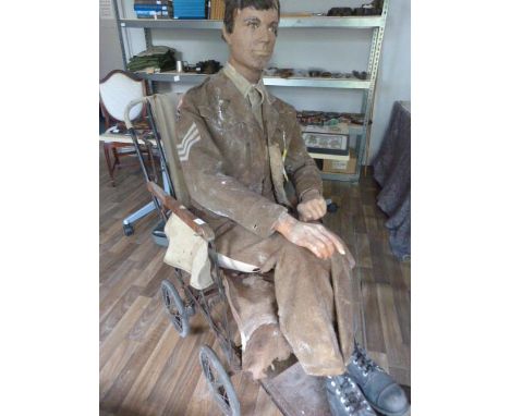 Fort Paull Exhibit Mannequin of Cheshire Regiment SGT Major in Wheelchair