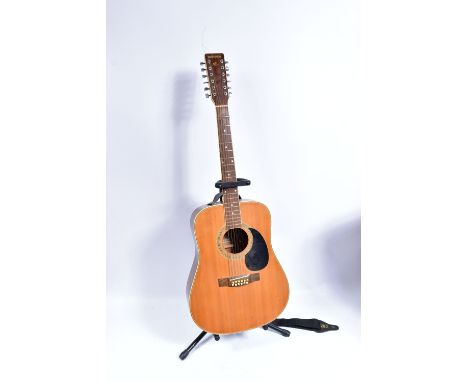 A HOHNER LW1200N 12 STRING ACOUSTIC GUITAR with a Stagg guitar stand