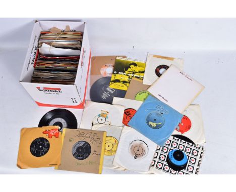 A TRAY CONTAINING OVER ONE HUNDRED AND TWENTY SINGLES artists include The Exploited, Justine, R Dean Taylor, O Jays, Jimi Hen