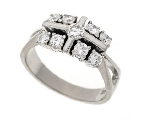 Brillant-Ring WG 585/000 mit 9 Brillanten, zus. 0,70 ct W/VS-SI, RG 55, 6,5 g