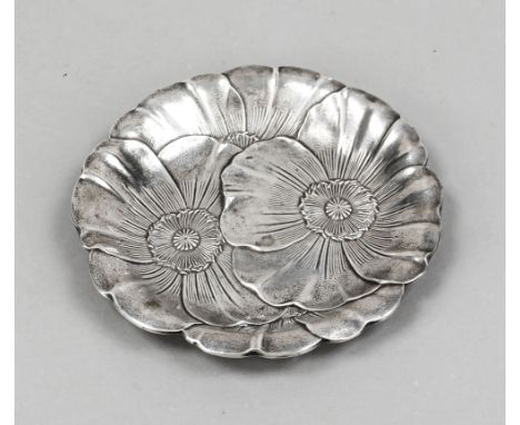 Zierteller, USA, 20. Jh., MZ: R. Wallace Sons Mfg. Co., Wallingford Connecticut, Sterlingsilber 925/000, blütenförmiger Rand,