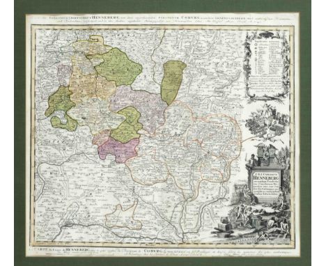 Historische Karte von Thüringen und Oberfranken, ''S. R. I. Comitatus Henneberg ...'', ''Karte der Gefürsteten Graffschaft He