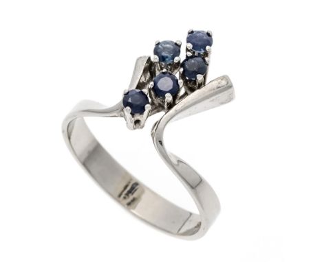 Saphir-Ring WG 585/000 mit 5 rund fac. Saphiren 2,8 mm Blau, transluzent, RG 55, 3,6 g