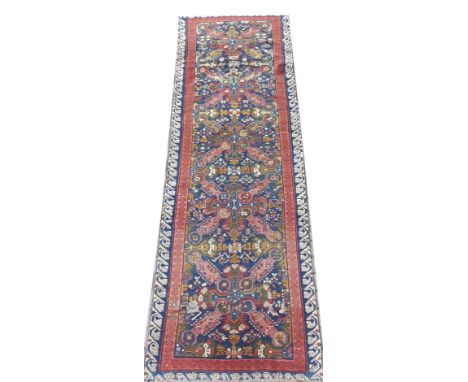 Teppich, Carpet, Rug, runner, Seichur. Lowered pile with some slightly worn areas, worn edges and fringes, one area with some